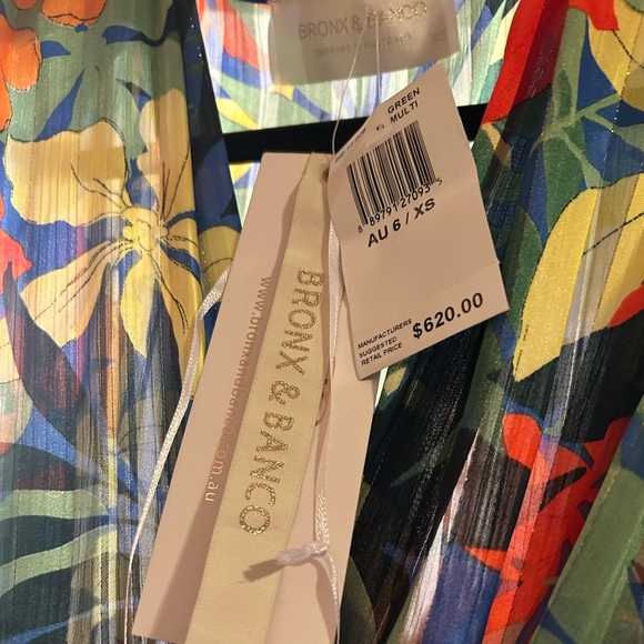 NWT Bronx and Banco Tropics Ruffle Wrap Maxi Dress - Picture 9 of 9